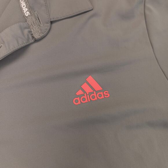 Adidas Short Sleeve Collared Polo Shirt Adult Mens Size Large L Gray Pink - Picture 4 of 9